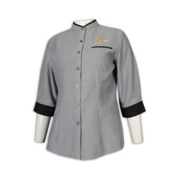 KI106 custom-made seven-point sleeve women's chef uniform 65% cotton 35% polyester CVC oxford spinning Singapore chef uniform manufacturer   half sleeve chef coat KI106 custom-made seven-point sleeve women's chef uniform 65% cotton 35% polyester CVC oxford spinning Singapore chef uniform manufacturer   half sleeve chef coat